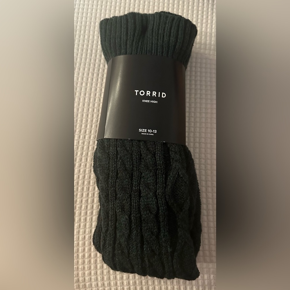 Torrid Dark Green Gables Marbled Cable Knee High Socks Size 10-13 NWT